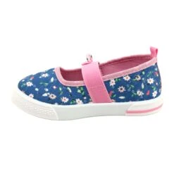 American Club American Ballerinas Baskets Nœud Fleurs Bleu
