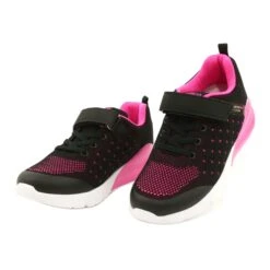 American Club Chaussures De Sport Fille Avec Velcro RL11 Noir / Rose Le Noir