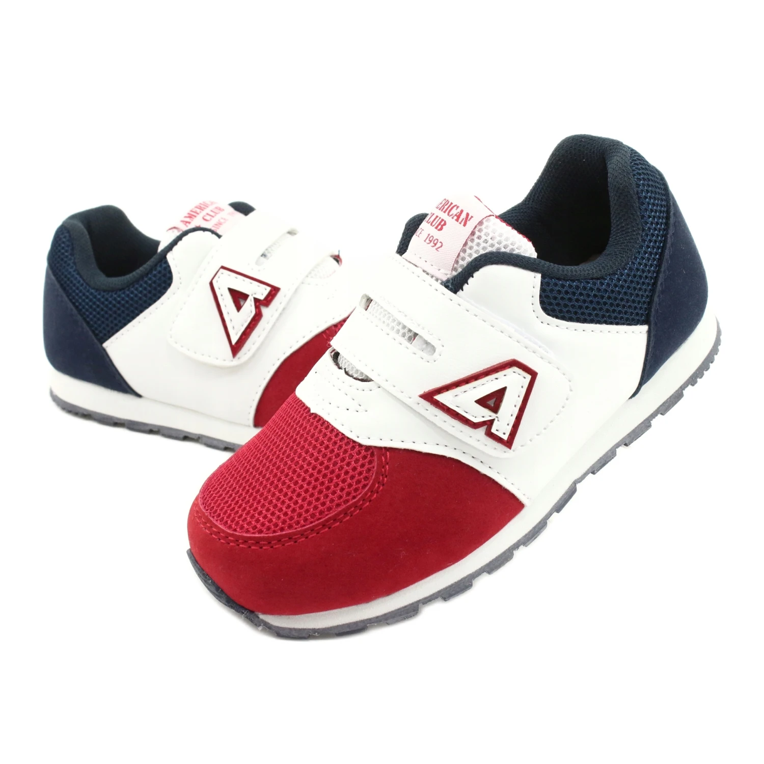 American Club Chaussures De Sport Insert Cuir American BS01 BS02 Rouge Blanche Bleu Marin – Image 2