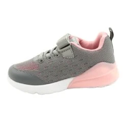American Club Chaussures De Sport Pour Filles Avec Velcro RL12 / 21 Gris Rose