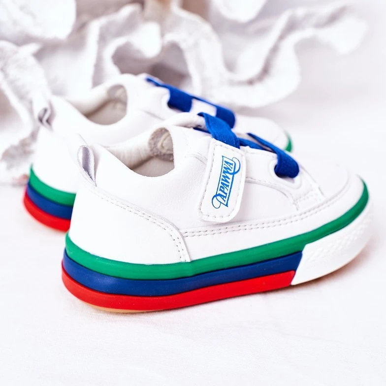 Apawwa Baskets Pour Enfants à Côtes Blanches Et Bleu Marine Baxter