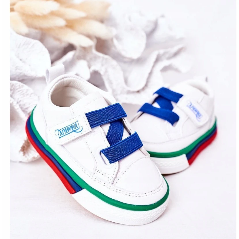 Apawwa Baskets Pour Enfants à Côtes Blanches Et Bleu Marine Baxter – Image 3