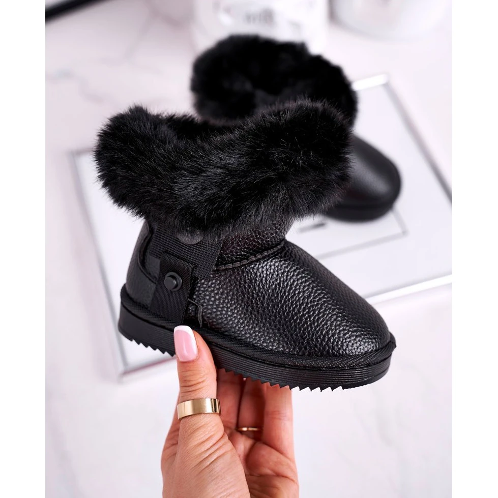 Apawwa Bottes De Neige Pour Enfants Isolées Marella Noires Avec Fourrure Le Noir – Image 2