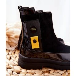 Apawwa Bottines Enfant Laquées Noires En Daim My Lovely Le Noir ['le Noir']