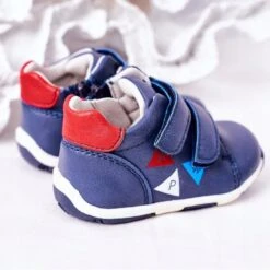 Apawwa Richelieus Enfant Avec Velcro Bleu Marine Milo