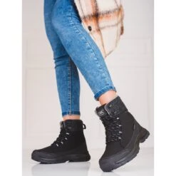 Après-ski Femme à Lacets DK Noir Et Gris Le Noir