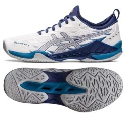 Asics Blast Ff 3 M 1071A076 100 Chaussure De Handball Blanche Bleu Marin
