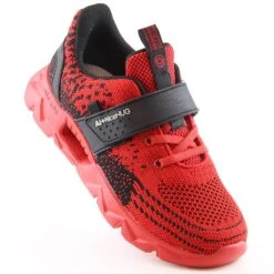 Atletico Chaussures De Sport Pour Enfants Avec Velcro Rouge AbcKids B91230217 Le Noir