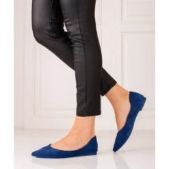 Ballerines Bleu Marine Pour Femme En Daim écologique Shelovet