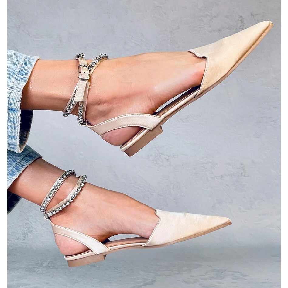 Ballerines élégantes Avec Pierres Dust Champagne Beige