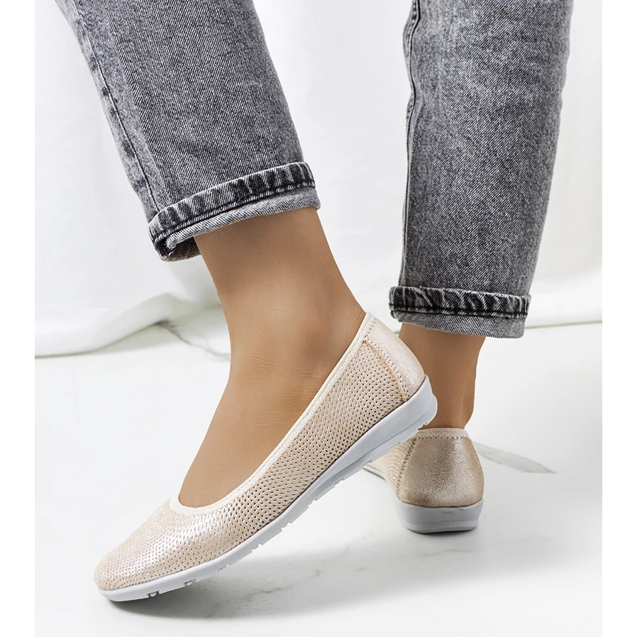 Ballerines Elmas En Cuir Beige – Image 2