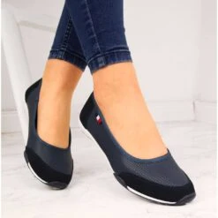 Ballerines En Cuir Bleu Marine Pour Femme Filippo