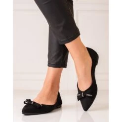 Ballerines En Daim à Nœud Shelovet Le Noir