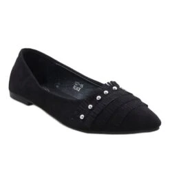 Ballerines En Daim Noir Avec 127-15 Clous Le Noir