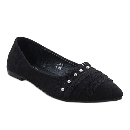 Ballerines En Daim Noir Avec 127-15 Clous Le Noir