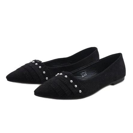 Ballerines En Daim Noir Avec 127-15 Clous Le Noir – Image 2