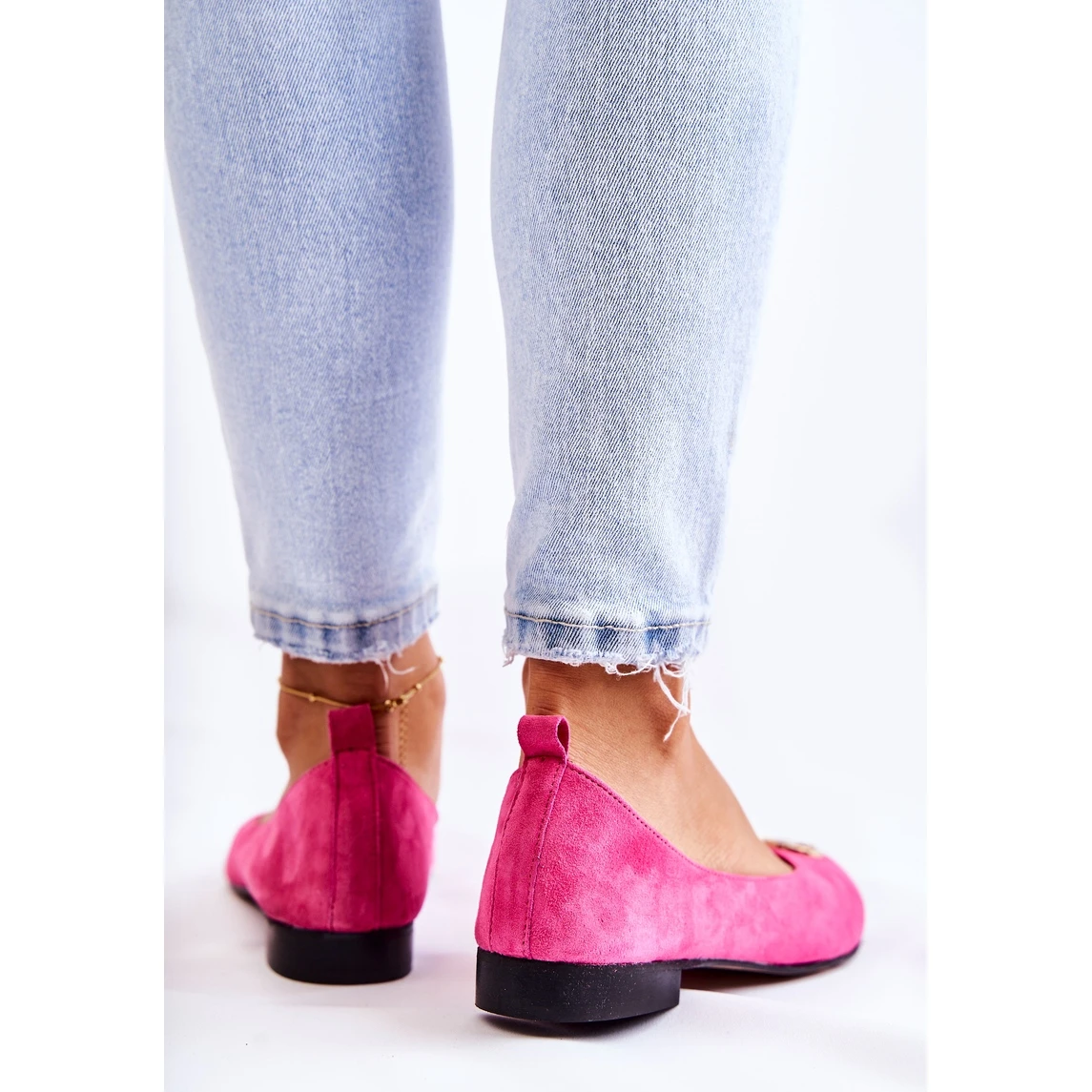 Ballerines En Daim Pour Femmes Avec Décoration Nicole 2746 Fuchsia Rose – Image 3