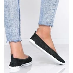 Ballerines En Tissu Noir à Motif Ajouré Rylee Le Noir