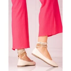 Ballerines Femme Beiges Shelovet Avec Chaînes