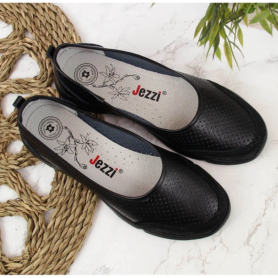 Ballerines Femme Cuir Ajouré Noir EVento 3621 Le Noir – Image 2