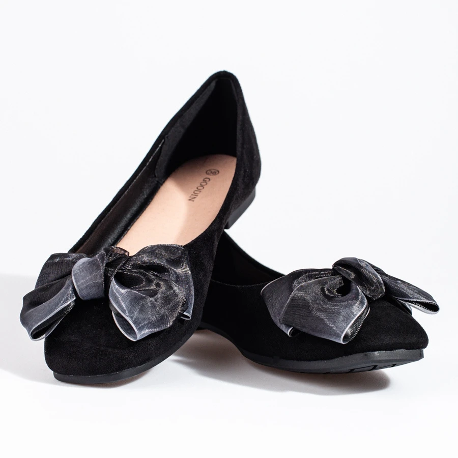 Ballerines Femme En Daim à Nœud Shelovet Noir Le Noir – Image 2