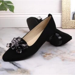 Ballerines Femme En Daim Noir Avec Cristaux T.Sokolski W23-464 Le Noir