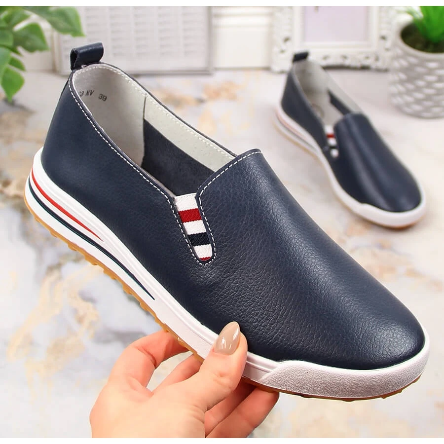 Baskets à Enfiler Pour Femmes En Cuir Bleu Marine Filippo DP3510/23 – Image 5