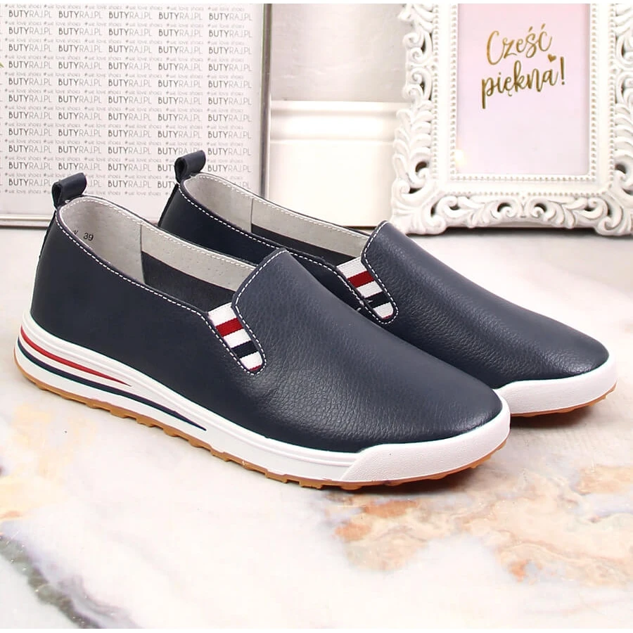 Baskets à Enfiler Pour Femmes En Cuir Bleu Marine Filippo DP3510/23 – Image 6