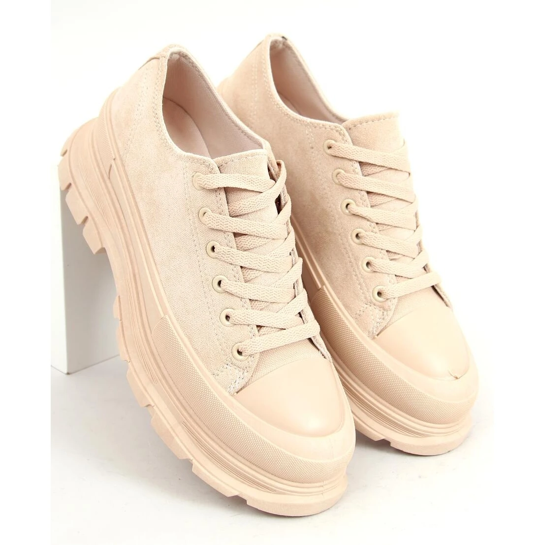 Baskets à Semelle Haute Lily Beige – Image 3