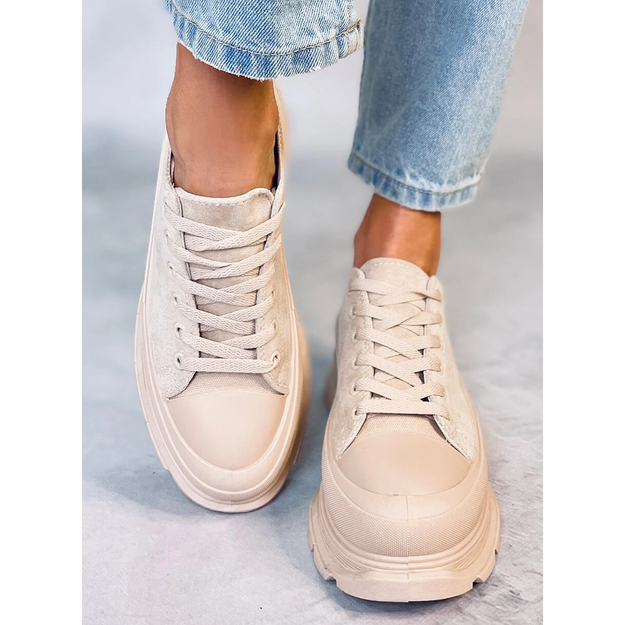 Baskets à Semelle Haute Lily Beige – Image 5