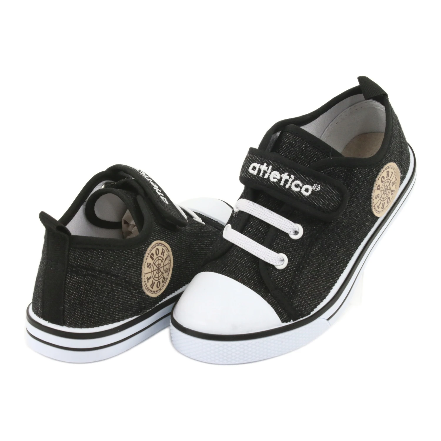 Baskets Avec Insert En Cuir Atletico BSM029 Le Noir – Image 4