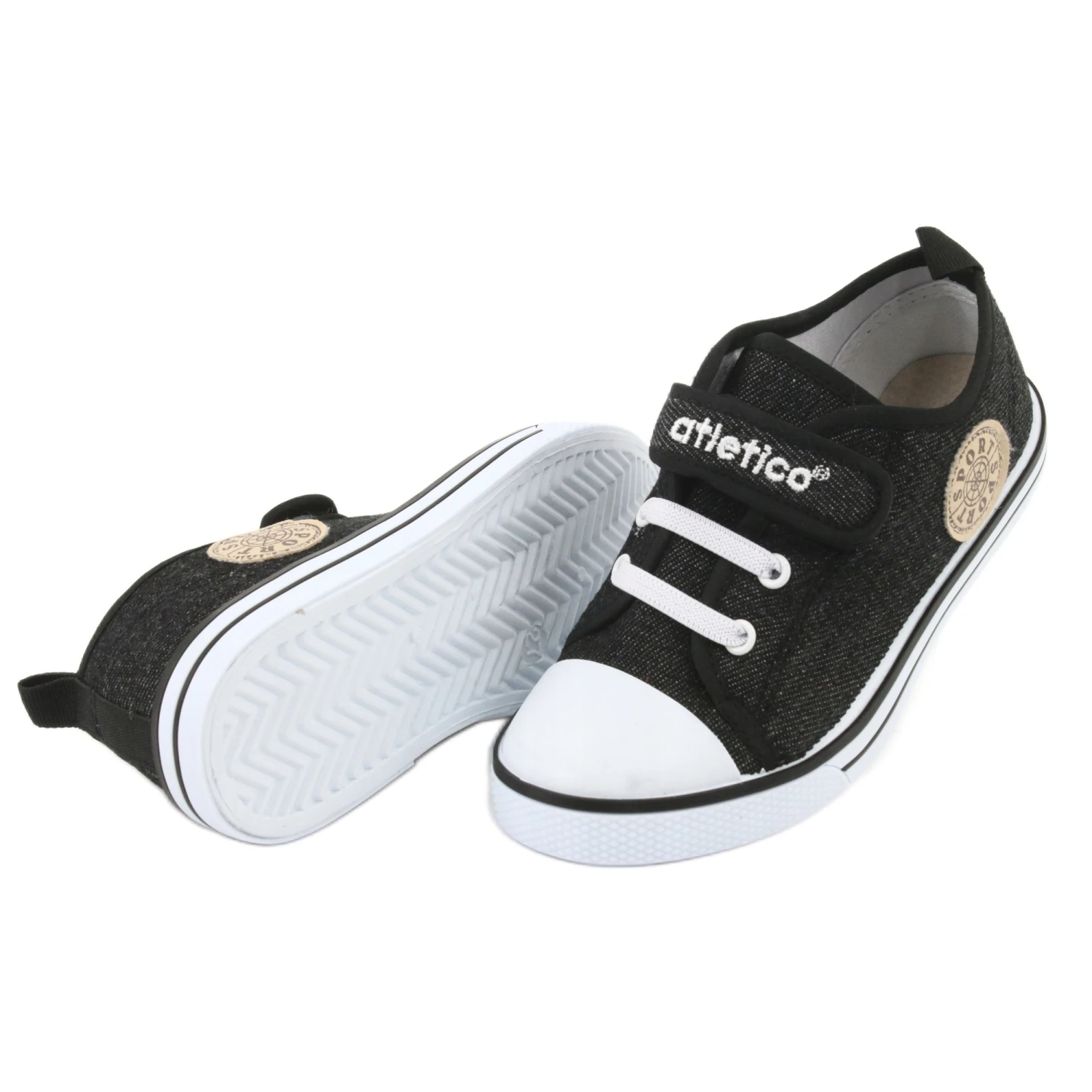 Baskets Avec Insert En Cuir Atletico BSM029 Le Noir – Image 5