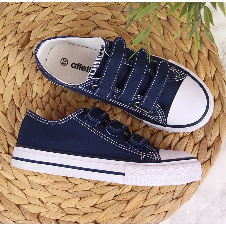 Baskets Basses Atletico Bleu Marine Pour Enfant Avec Velcro – Image 3
