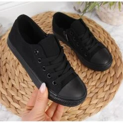 Baskets Basses Noires Pour Enfant Atletico Avec Fermeture éclair Le Noir