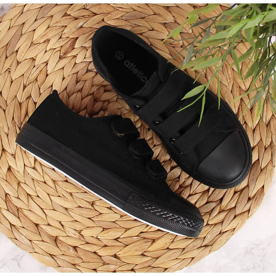 Baskets Basses Noires Pour Enfant Atletico Avec Fermetures Velcro Le Noir – Image 2