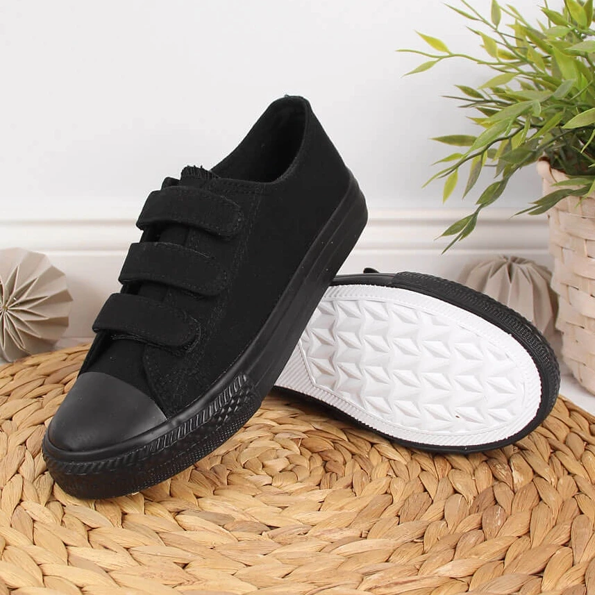 Baskets Basses Noires Pour Enfant Atletico Avec Fermetures Velcro Le Noir – Image 3