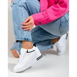 Baskets Blanches à Semelle Compensée Cachée De Shelovet