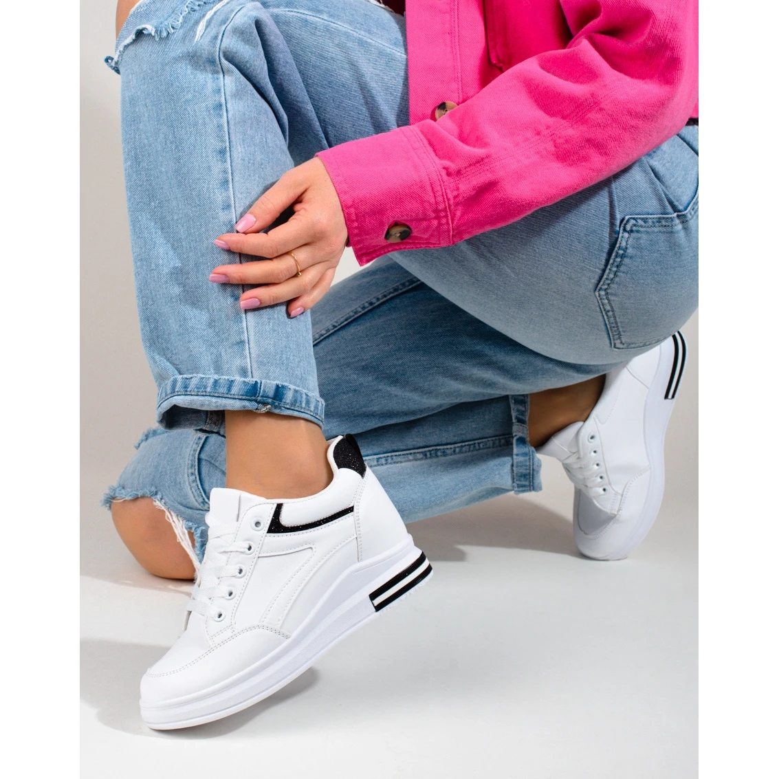 Baskets Blanches à Semelle Compensée Cachée De Shelovet