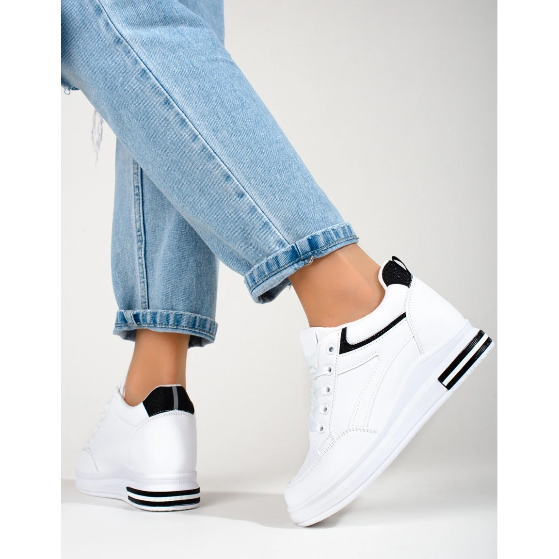 Baskets Blanches à Semelle Compensée Cachée De Shelovet – Image 2