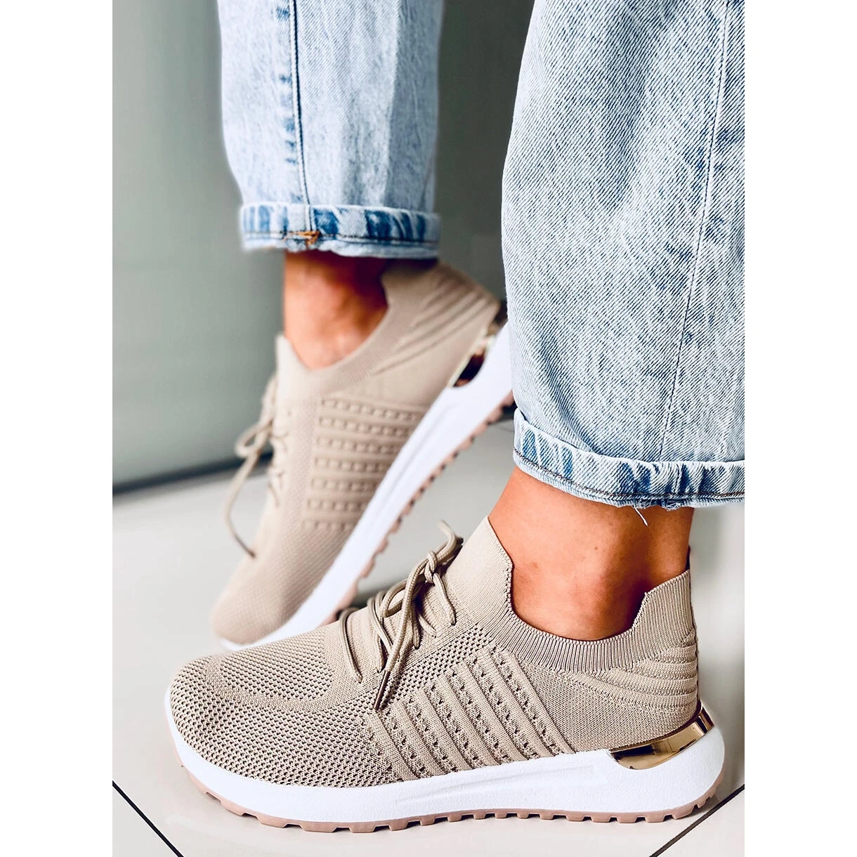 Baskets Chaussettes Lars D.BEIGE – Image 3