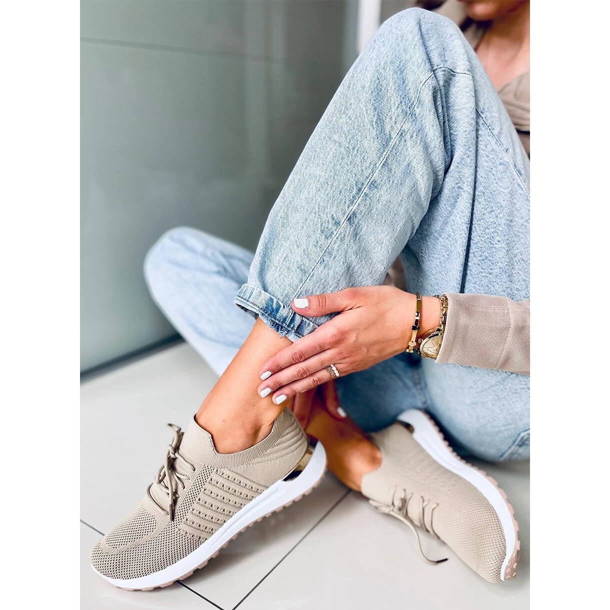 Baskets Chaussettes Lars D.BEIGE – Image 4