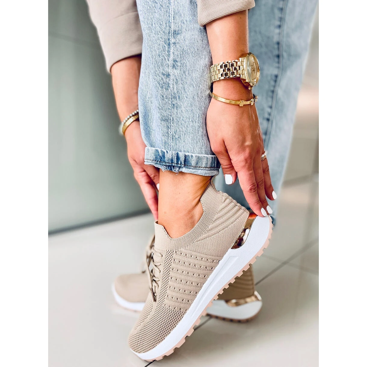 Baskets Chaussettes Lars D.BEIGE – Image 5