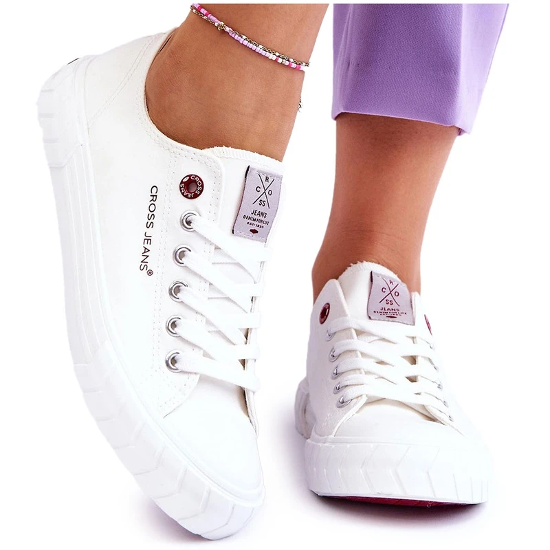 Baskets Classiques Pour Femmes Cross Jeans LL2R4052 Blanc Blanche – Image 11