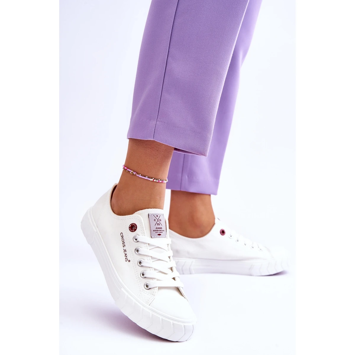 Baskets Classiques Pour Femmes Cross Jeans LL2R4052 Blanc Blanche – Image 4