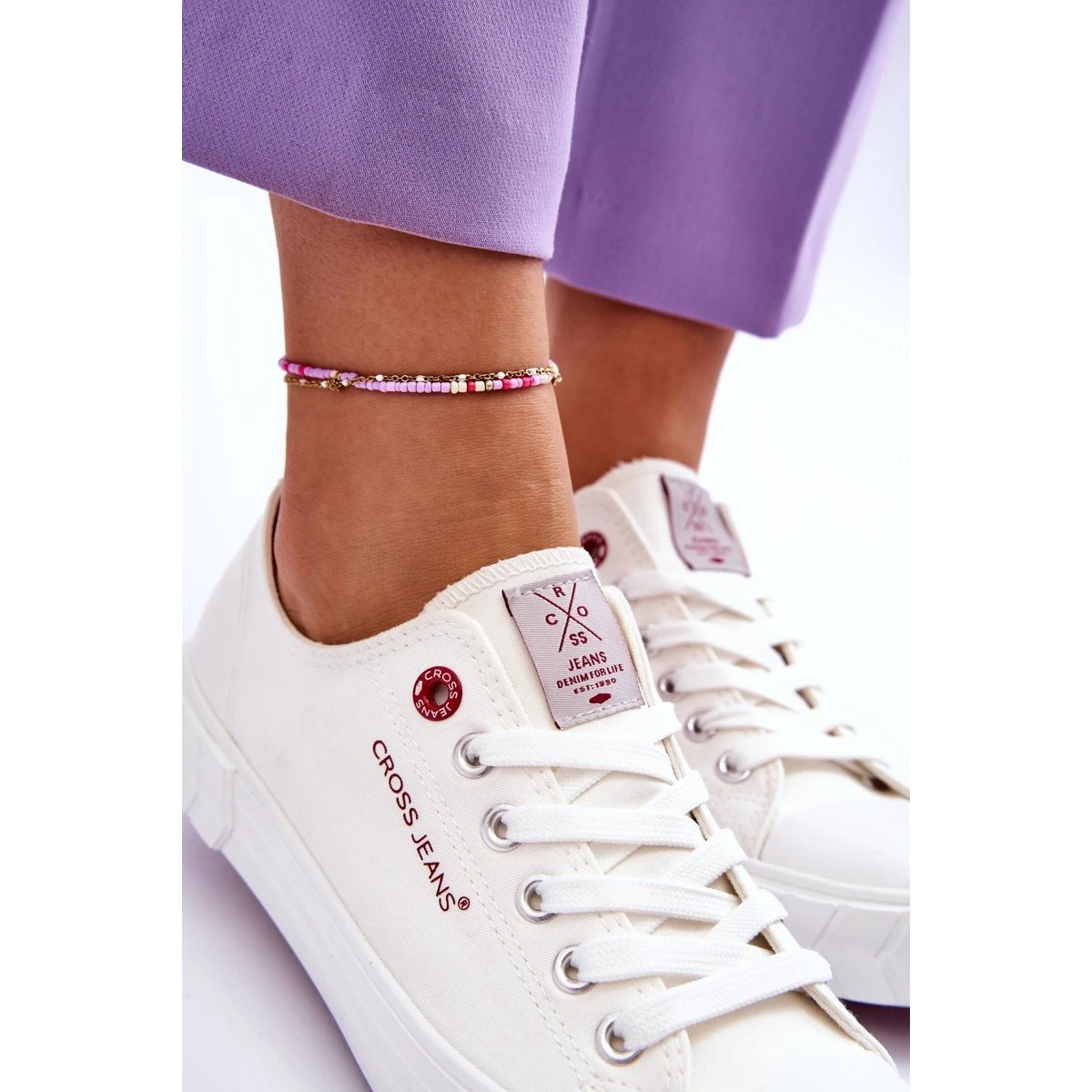 Baskets Classiques Pour Femmes Cross Jeans LL2R4052 Blanc Blanche – Image 6