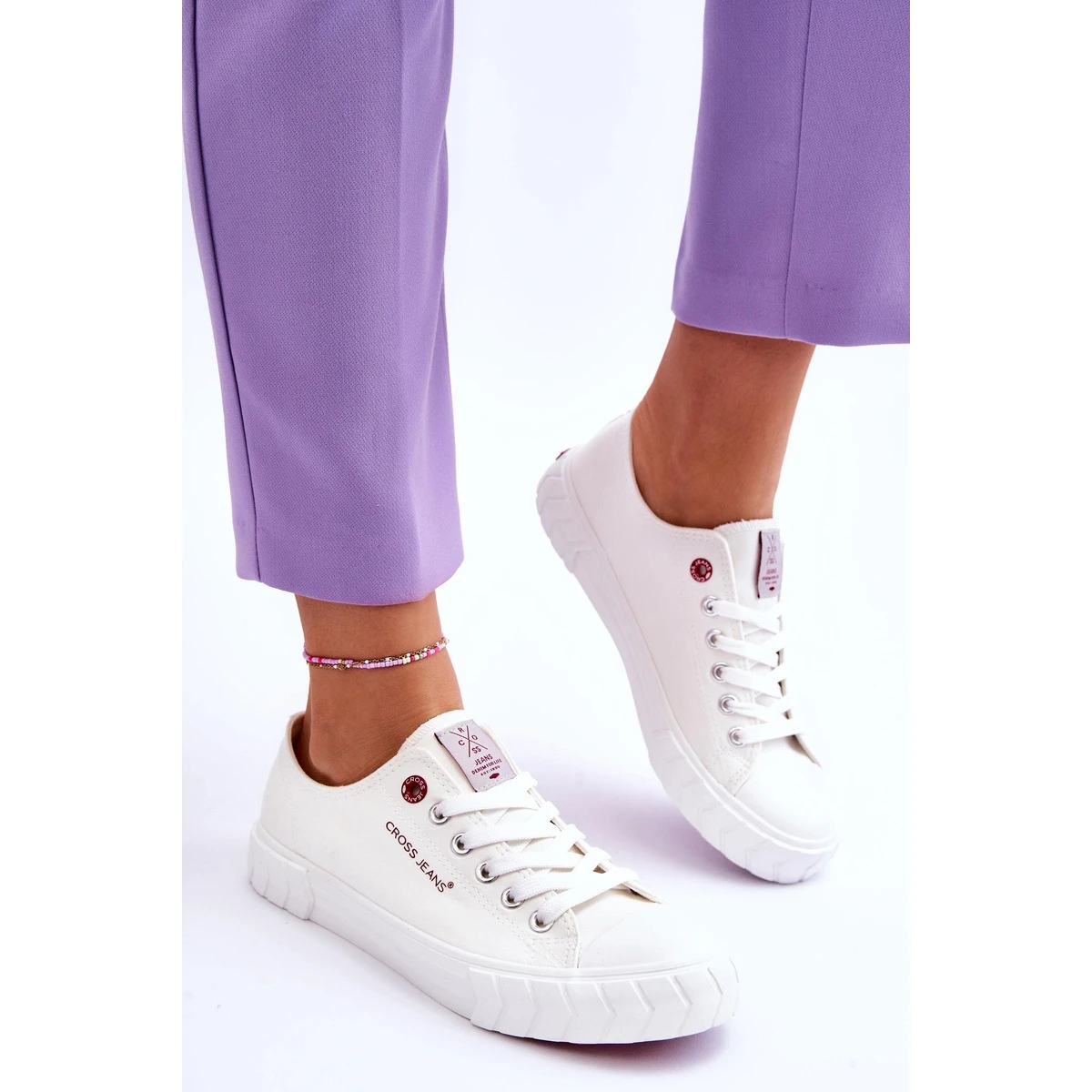 Baskets Classiques Pour Femmes Cross Jeans LL2R4052 Blanc Blanche – Image 7