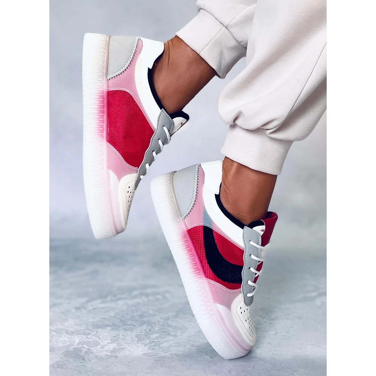 Baskets Creepers Rouges LA51P Rouge Blanche – Image 4