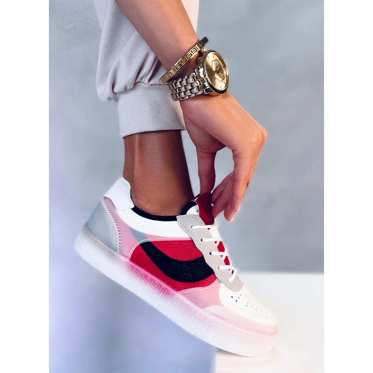 Baskets Creepers Rouges LA51P Rouge Blanche – Image 5