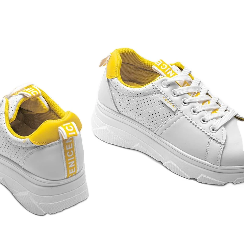 Baskets De Sport Blanches Et Jaunes BO-529 – Image 2