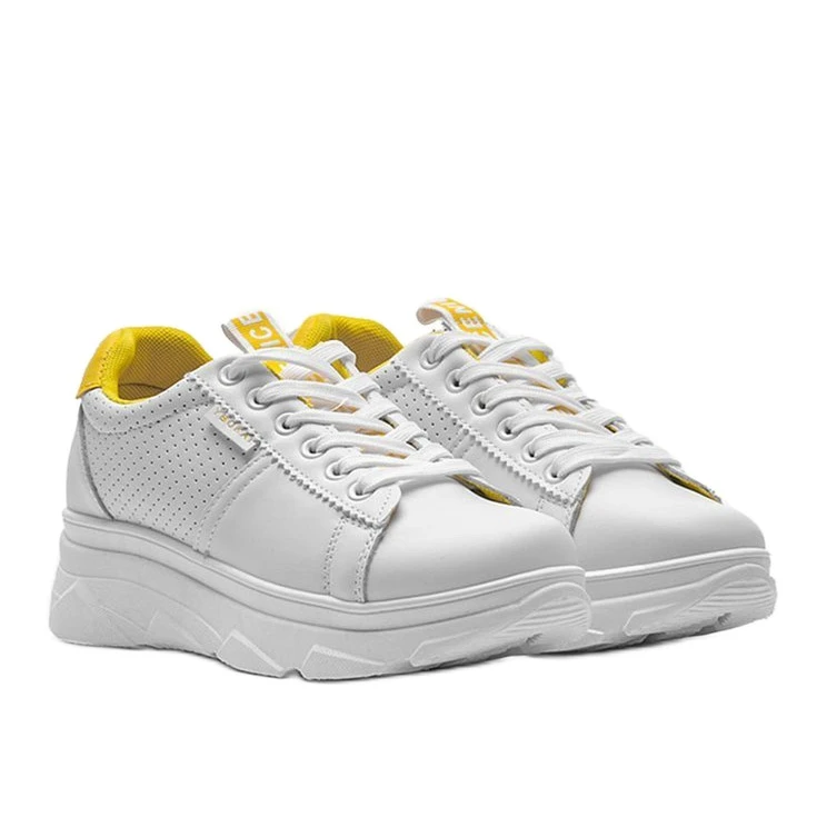 Baskets De Sport Blanches Et Jaunes BO-529 – Image 3